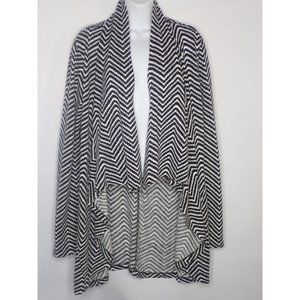 Skies Are Blue XS Long SLeeve Cardigan Black White Acrylic Open Front‎ Casual